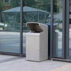 Contenedor de <span class=keywords><strong>Basura</strong></span> de Acero Galvanizado de 90L para Exteriores con Puerta con Cerradura y Tapa Impermeable, Contenedor de <span class=keywords><strong>Basura</strong></span> Comercial Resistente de Metal para Espacios Públicos - Product Image 5