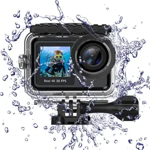 HDKing-كاميرا رياضية ، FV01A ، مقاومة للماء, كاميرا رياضية 30M ، تقنية 4K ، شاشة مزدوجة ، للغوص وطائرات بدون طيار