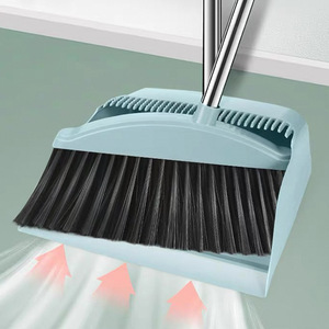 Broom And Dustpan Set Stainless Steel <b>Rod</b> <b>Plastic</b> Dustpan Durable For Living Room Kitchen Cleaning - Product Image 1