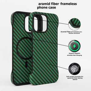 Funda <span class=keywords><strong>para</strong></span> Teléfono Móvil de Sarga Negra Jade con Protector de Lente, Carcasa Clásica de Fibra de Carbono Aramida <span class=keywords><strong>para</strong></span> iPhone 16 Pro Max - Product Image 2