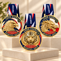 Médailles de compétition sportive personnalisées Aigle Dragon Tigre, récompenses de championnat d'arts martiaux avec logo et rubans personnalisés OEM ODM