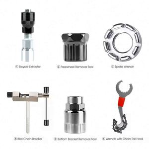 JUB 5 pièces – Kit d'outils à main pour réparation de vélo : extracteur de roue libre, clé à rayons, extracteur de boîtier de pédalier, outil de chaîne en acier, outil de frein - Product Image 3