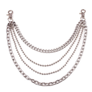 โซ่คาดเอวโลหะหลายชั้น โลหะผสมสังกะสี สไตล์ลำลองสำหรับกางเกงยีนส์ แฟชั่นบอดี้เชน - Product Image 4