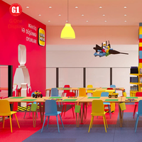 Ensemble table et chaises Montessori en MDF et métal avec éclairage LED pour centre commercial et café