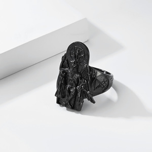Dark yunnique style devil Satan goat <b>ring</b> for men, niche and unique Baphomet mystical <b>titanium</b> steel jewelry - Product Image 3