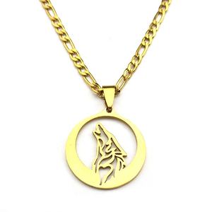 Kalung liontin <span class=keywords><strong>Skyrim</strong></span> Howl fashion hip hop pria liontin hewan emas baja tahan karat liontin serigala grosir - Product Image 6