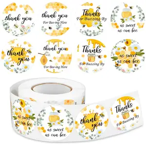 Natural Paper Labels Bumble Bee Here Stickers Thank You for Buzzing by Labels for Baby Shower