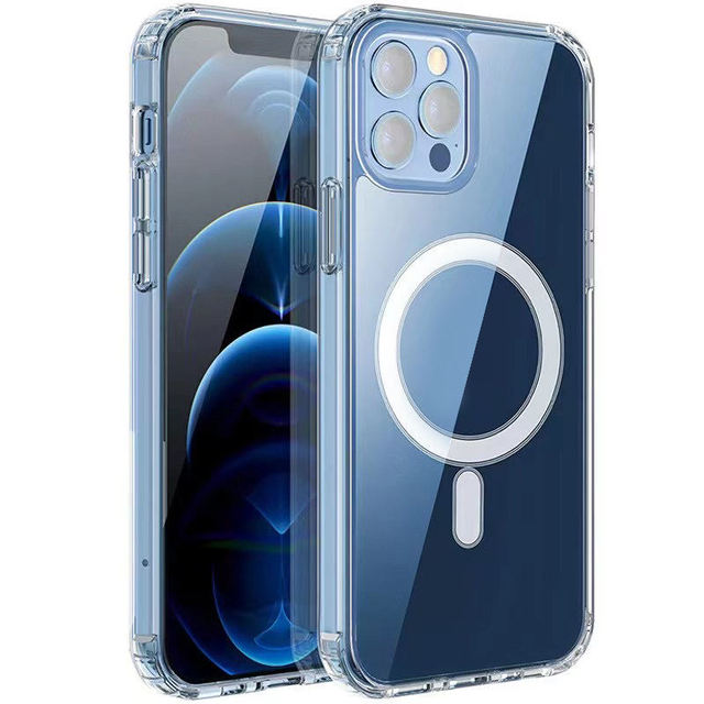 Transparent Magnetic Phone Cover for iPhone 16 15 13 Pro Max Clear Acrylic Cases with Waterproof Bag & Wireless Charging Feature