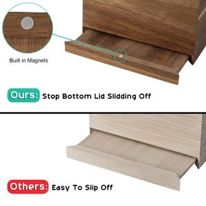 Cubierta de caja de pañuelos cuadrada-Soporte de caja de pañuelos de madera de acacia para mesas de noche Baño Oficina-Tejido de cubo facial decorativo - Product Image 4