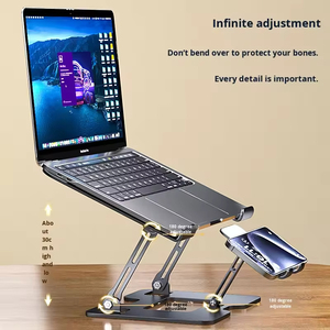 Support de refroidissement pliable en acier au carbone pour ordinateur portable et téléphone portable, avec ventilateur silencieux, pour gaming et rehaussement, refroidissement par air - Product Image 3