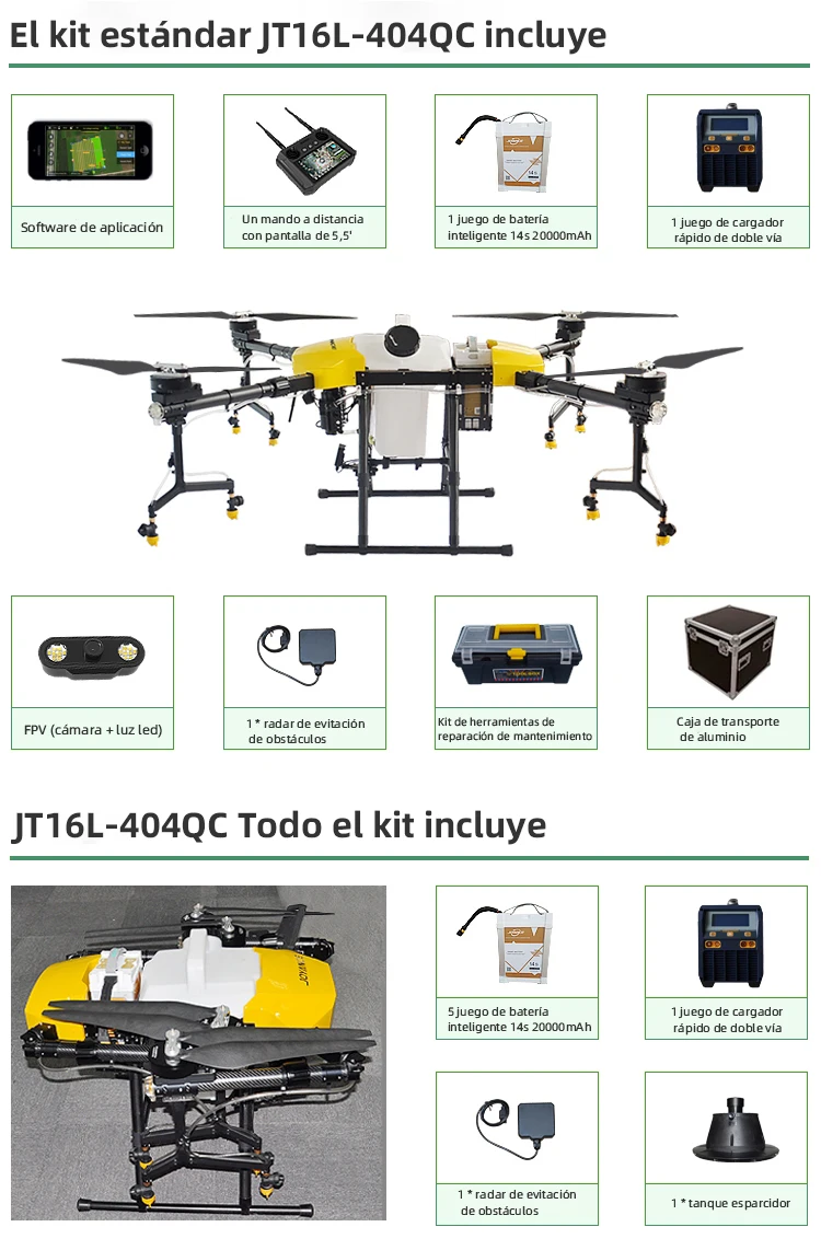 JOYANCE JT16L-404QC 16L Agriculture  Drone, el kit estando JT16L-4O4QC incluye Un