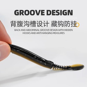 Loach Bait Soft Worm T Tail 7cm Black Gold For Catfish Lure Fishing - Product Image 4