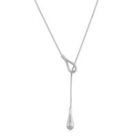 Collier élégant long en Y plaqué or 18 carats en acier inoxydable avec pendentif goutte d'eau réglable par cordon, prêt pour la vente en gros
