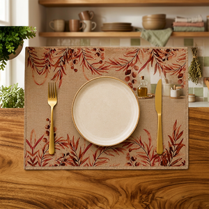 Set de table en lin imprimé de qualité supérieure avec motif de branche d'olivier botanique – Nappe de table florale rustique pour la salle à manger et la décoration intérieure - Product Image 3