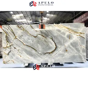 Brazil Quartzite Stone Roman Impression Yellow Blue Marble Golden Color Marble Roman Impression Marble