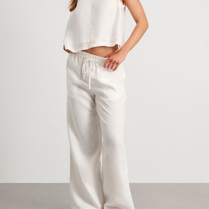 Conjunto de Vestido de Verano de Lino de 2 Piezas para Mujer, Venta Caliente OEM 2025, Top Casual sin Mangas y Falda Maxi Escalonada con Patrón Liso - Product Image 4