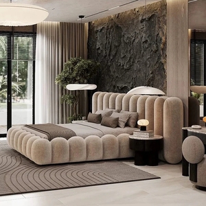 Двуспальные кровати NOVA с обивкой из ткани, мебель для спальни King и <span class=keywords><strong>Queen</strong></span>, современные роскошные деревянные каркасы кроватей King Size - Product Image 5