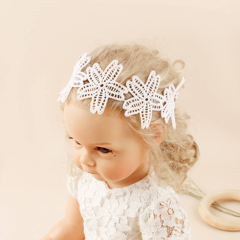 Baby Girl Christening Bows Headbands Elastic Baby Girls Bow