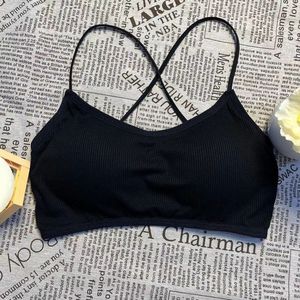 <span class=keywords><strong>Reggiseno</strong></span> a coppa fissa senza fili per ragazze regolabile in tinta unita da giorno per uso quotidiano con <span class=keywords><strong>spalline</strong></span> <span class=keywords><strong>incrociate</strong></span> sul retro - Product Image 3