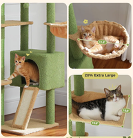 Personnalisé bois intérieur chat hamacs confortables griffoirs Cactus arbre à chat sol au plafond tour à chat avec hauteur réglable