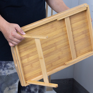 Bamboo Folding Tea Tray With Legs Rectangular <b>Foldable</b> For Bed Bay Window Lazy <b>Table</b> Use - Product Image 4