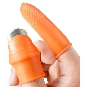 Outil de coupe pour plantes et légumes, couteau à pouce, gant de coupe, orange, en silicone élastique et acier inoxydable, léger, OEM - Product Image 1