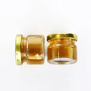 Stock Wholesale Mini Small 30ml Glass Jar for Acacia Honey Vital Honey for Men with Gold Metal Cap