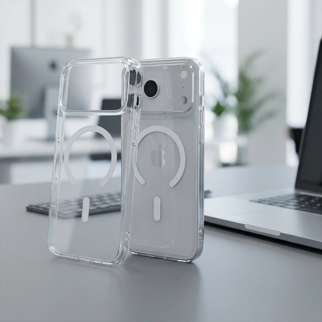 Transparent Acrylic Magnetic Phone Case for Apple for iPhone 17 Pro Max 16 Pro 15 14-Simple Cross-Border Phone Grip Included