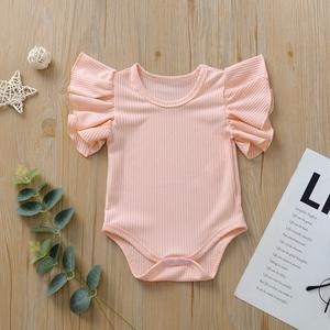 Romper Rajut Kasual Musim Panas Bayi Unisex Baru Lahir, Bodysuit Ribbed Polos, Jumpsuit Pendek, Onesie Bayi Kancing Tekan - Product Image 4
