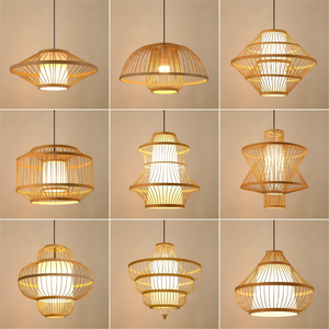 Lámpara Colgante de Mimbre Tejida a Mano, de Bambú y Ratán, con Altura Ajustable, Bombillas Halógenas Atenuables, Luz Blanca Cálida, para Sala de Estar - Product Image 6
