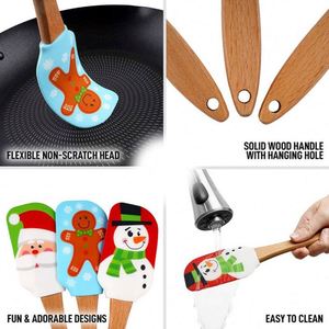 Christmas Themed <b>Silicone</b> Spatulas Food Grade Kitchen & <b>Baking</b> Tools-for Pastry Cutting & Bakeware - Product Image 4