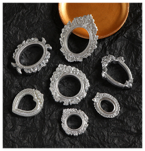 Cadre <span class=keywords><strong>photo</strong></span> en résine plat, style vintage européen, argent antique, formes cœur, carré, ovale, rectangle, mini, pour cadeaux de fête DIY et décoration de maison de poupée - Product Image 1