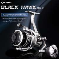 Moulinet spinning Ecooda EBH III Black Hawk léger en métal, 10+1 roulements à billes, rapport de transmission 6.6:1, pour la pêche en eau salée, rivières et lacs