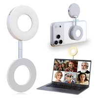 Mini anneau lumineux magnétique CF pour selfie, 400 mAh, 3 modes d'éclairage réglables, lumière d'appoint inclinable à 180° pour vidéoconférence, miroir de maquillage intégré