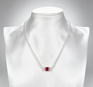 925 Silver Cultured Ruby Necklace Shines at Fashion Parties, Perfect Daily Wear and Birthday Surprise <b>Gift</b> for Girls L - Product Image 2