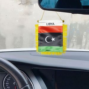ธงซาตินลิเบียแบบกำหนดเอง ธงติดรถยนต์ขนาดเล็ก พร้อมพู่สีเหลือง - Product Image 2