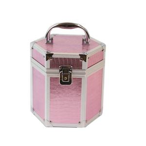 Trousse <span class=keywords><strong>de</strong></span> Maquillage Hexagonale Vintage Rose en Aluminium avec Miroir pour <span class=keywords><strong>Femme</strong></span> – <span class=keywords><strong>Sac</strong></span> Cosmétique Portable - Product Image 5