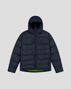 Veste de bombardier en duvet extensible pour hommes noirs chaud à capuche usine logo personnalisé cordon fermeture éclair décontracté Style de base doudoune - Product Image 1