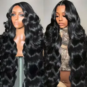 วิกผมแท้แบบ Body Wave 13*4 Lace Front สำหรับผู้หญิง  แบบผูกเชือก  ใส่ได้เลย ไม่ต้องติดกาว สีดำธรรมชาติ - Product Image 2
