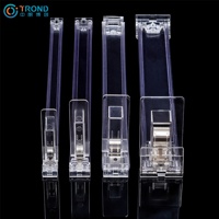 Étagère à ressort en plastique réglable en largeur pour supermarché système de poussoir présentoir cosmétique cristal transparent