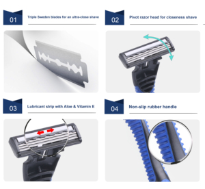 Высокое качество одноразовая бритва производитель Мужская водонепроницаемая нержавеющая сталь 3 лезвия бритвенная бритва - Product Image 3