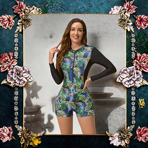 Traje de Baño Personalizado de Una Pieza para Mujer con Mangas Largas, Cremallera, Relleno Extraíble y Parte Inferior de Tela Elástica para Venta al Por Mayor - Product Image 3
