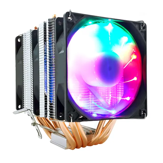 6 Heat Pipes CPU Cooler 4 Pin RGB PC Quiet for Intel LGA 2011 775 1200 1150 1151 1155 X79 X99 AM3 AM4 CPU Cooling Fan Heatsink