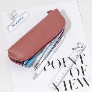 Organisateur de bureau en cuir PU avec fermeture éclair, trousse à crayons en tissu Oxford et silicone pour bureau, étudiant, cadeau scolaire tendance - Product Image 2