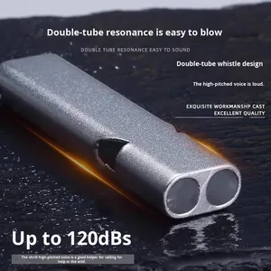 นกหวีดอลูมิเนียมอัลลอยด์สำหรับเอาชีวิตรอดกลางแจ้ง HF YZ-033 แบบเสียงเดียว ท่อคู่ อุปกรณ์ช่วยชีวิต - Product Image 3