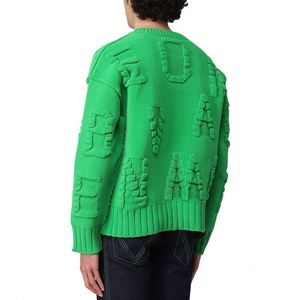 Pull-over en relief personnalisé pour hommes, Pull d'hiver jacquard à manches longues et col rond - Product Image 3