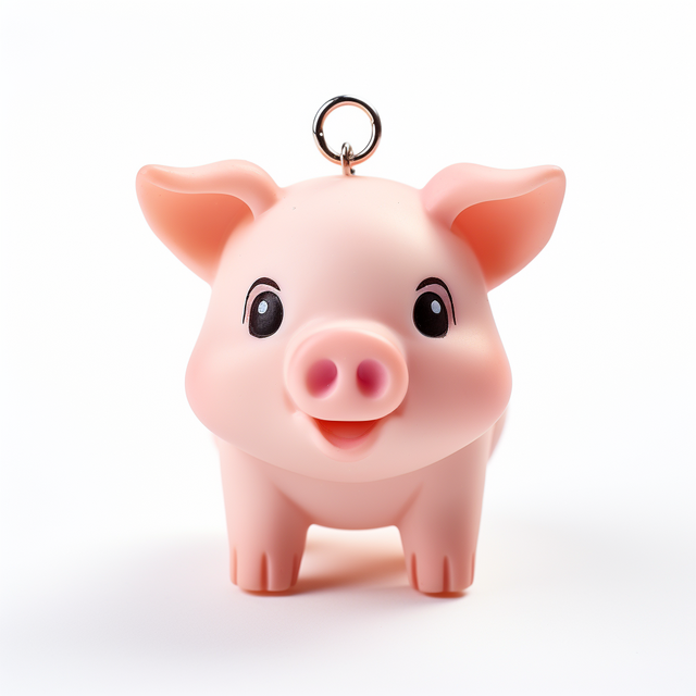 Custom Creative Funny Cute Pig Shape Plastic PVC Keychain Lightweight White Black Greeting Bag Happy Lucky Soft Keyrings Pendant