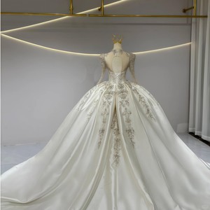 JFH25 Vestidos de novia de manga larga con cuentas y corte princesa para mujer - Product Image 4