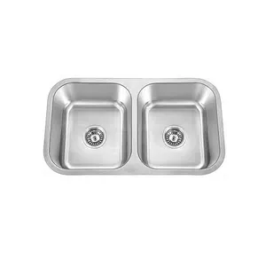 OEM factory CUPC small size ceramic bathroom double bowls undermount stainless steel 304 kitchen sink /fregadero