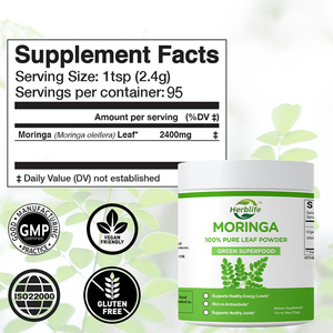 Poudre d'extrait de feuilles de Moringa Supergreens en marque blanche OEM – Compléments Énergie et Soutien Digestif - Product Image 2